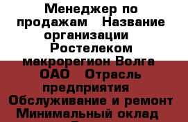 Менеджер по продажам › Название организации ­ Ростелеком макрорегион Волга, ОАО › Отрасль предприятия ­ Обслуживание и ремонт › Минимальный оклад ­ 25 000 - Все города Работа » Вакансии   . Мордовия респ.